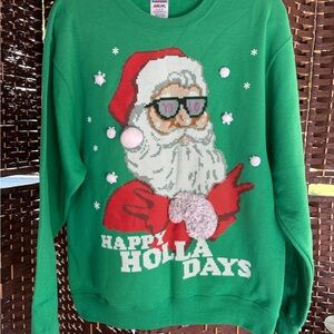 Jerzees Festive Green Santa Sweater
